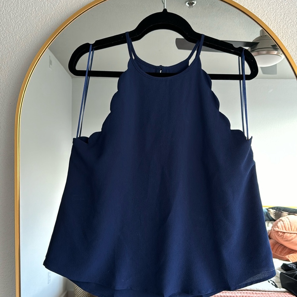 Navy high neck tank Sz L